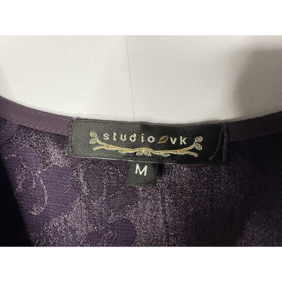 Studio VK Top Sz M Silk Blend Burnout Lace Kimono Whimsigoth Purple Artsy Asian - Picture 3 of 12